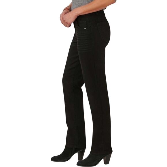 Democracy Woman’s Rich Black Straight Leg Stretch Denim Jeans Size 14 - Picture 7 of 16